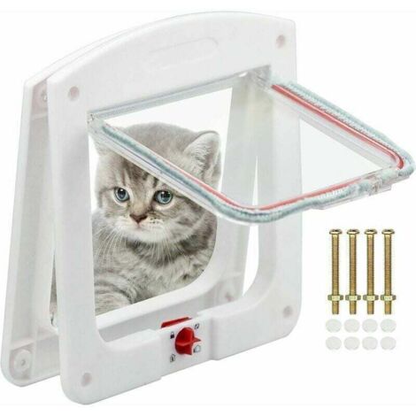 Gatera para gatos, perros, gatera pequeña, puerta inteligente, cierre de 4 vías, fácil de instalar (1/4)