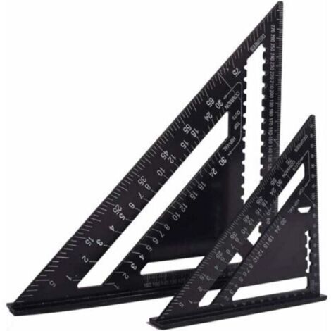 Escuadra de carpintero multifuncional de 18 cm y 30 cm, regla triangular de aluminio metálica, regla cuadrada, transportador, escuadra guía 45-90 grados, herramientas de carpintería, guía de carpinter (1/4)