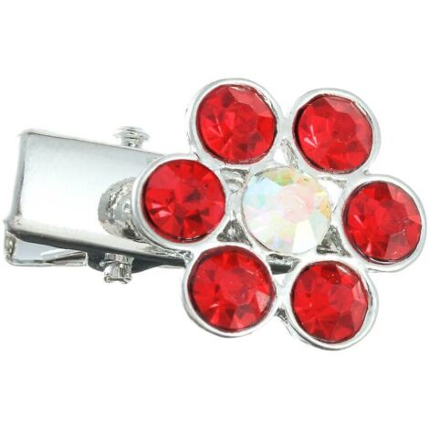 Pinzas para el pelo para mascotas, accesorios de aseo para mascotas con diseño de flor de ciruelo, pinzas para el pelo con purpurina y diamantes de imitación para cachorros, color rojo, (1/3)