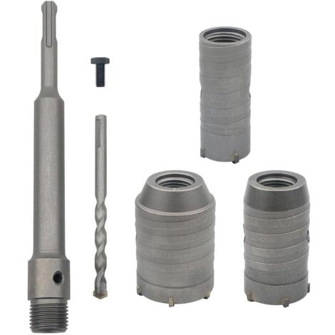 Broca para hormigón de 350 mm con vástago redondo, SDS Plus, sierra para hormigón, cortador de coronas, taladro para muro de piedra de cemento con extensión de 30/40/50 mm (plata) (1/4)