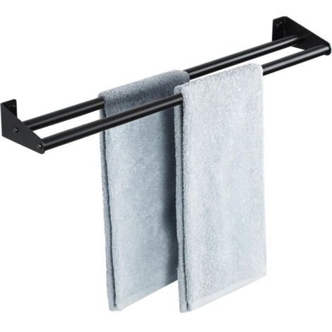 Toallero para baño, toallero de pared con doble barra, toallero de acero inoxidable, toallero negro para cocina, dormitorio