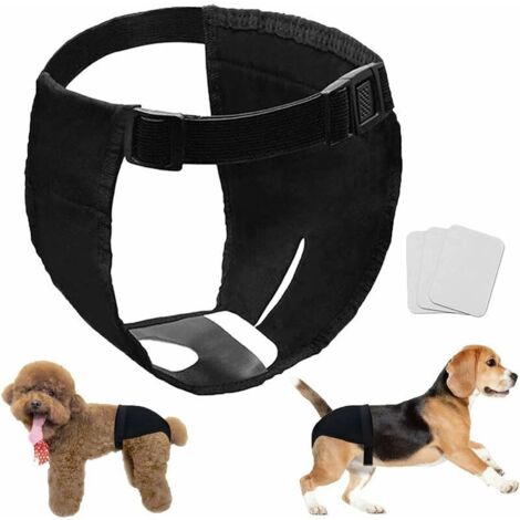 Pack de 2 pañales para perras (XL), transpirables, braguitas fisiológicas para el periodo con 3 compresas, tallas M a XL, aptos para todas las perras (1/4)