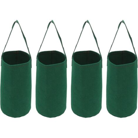Juego de 4 macetas invertidas, bolsas colgantes para plantar tomates, fresas, bolsas colgantes para plantar