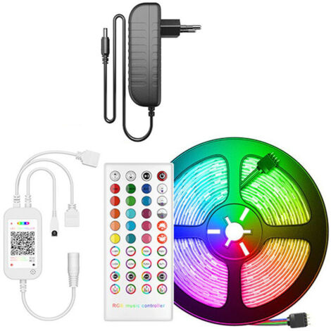 Tira de luz LED Bluetooth, 10 m, 300 LED, 5050 RGB, resistente al agua, controlada por aplicación para smartphone, sincronizada con el ritmo de la música/función de temporizador [Clase energética A+++ (1/4)