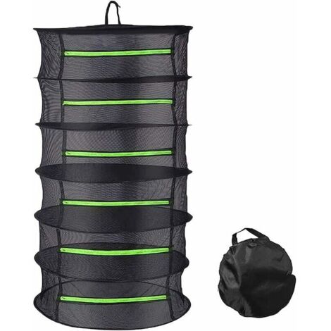 Tendedero colgante de malla plegable de 6 niveles para hierbas, plantas, peces, flores y verduras, con cremallera y bolsa de almacenamiento (60 x 114 cm) (1/4)