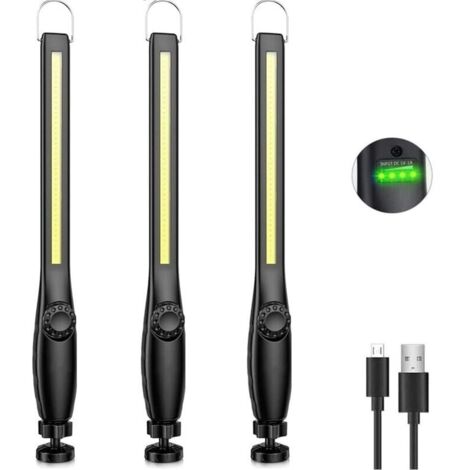 Luz de trabajo LED para mecánicos, recargable, regulable, COB, para taller, coche, garaje y camping (paquete de 3) (1/4)