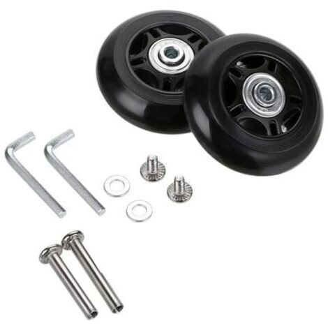 Juego de 2 ruedas de maleta de repuesto para reparación de rodamientos de equipaje 70x24mm color negro