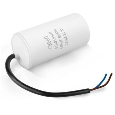 Condensador CBB60 de 40 µF y 450 V, 2 cables, 100 mm, para arranque de motor eléctrico, compresor, bomba de agua