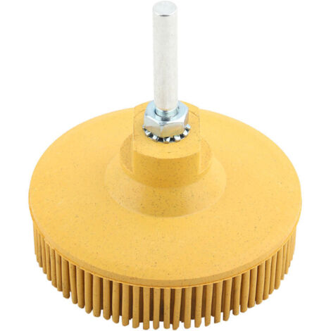 Disco de cepillo de cerdas, cepillo de goma de 3 pulgadas, disco de pulido abrasivo para eliminar óxido de rebaba (amarillo)