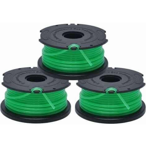 Carretes de repuesto para cortacésped, carrete autoenrollable, 3 x 6 m de hilo de nailon y hilo duradero, hilo de ⌀2 mm Fontainebleau, paquete de 3, verde (1/4)