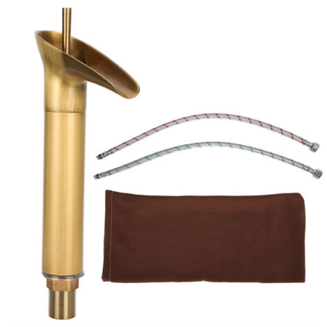 Grifo de lavabo antiguo tipo cascada, mezclador de agua fría y caliente, accesorios de baño, estándar británico G1/2, (1/4)