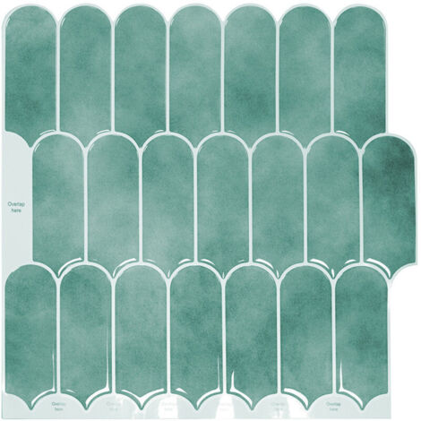 Papel pintado autoadhesivo para azulejos verde, 30 x 30 cm, adhesivo de pared estilo mosaico, película decorativa impermeable para azulejos de pared de baño y cocina