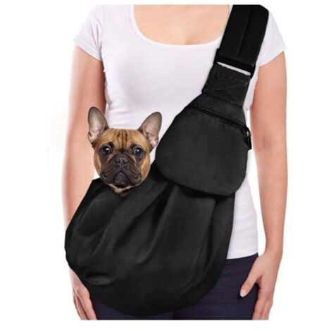 Bolsa de transporte para mascotas negra, impermeable, para perros y gatos, bandolera (1/4)