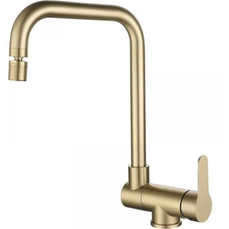 Grifo de cocina plegable, grifo de cocina plegable de acero inoxidable dorado cepillado, grifo plegable moderno