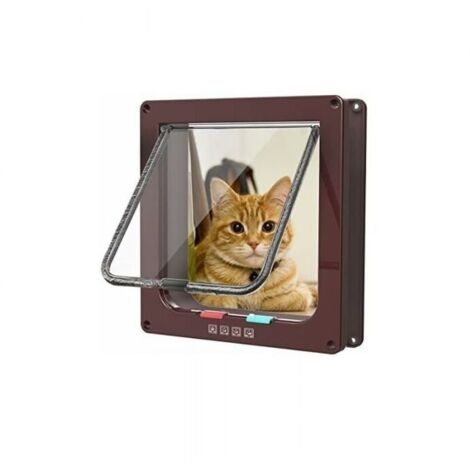 Gatera marrón, puerta magnética de 4 vías para gatos y perros pequeños, puerta con túnel, XL,