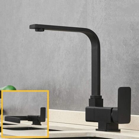 Grifo de cocina plegable negro, mezclador monomando de latón, grifo mezclador plegable, fregadero de cocina giratorio 360 grados, agua fría y caliente