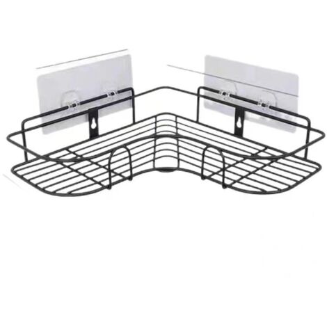 Estante de esquina para ducha sin taladrar, estante de baño negro, soporte de jabón de ducha de acero inoxidable para baño, accesorios de baño con 8 pegatinas adhesivas, almacenamiento de cocina, 31 x (1/4)