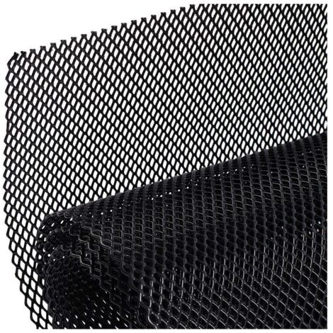 Rejilla delantera de parachoques de coche de aleación de aluminio de 3 x 6 mm, rejilla universal de diamante negra