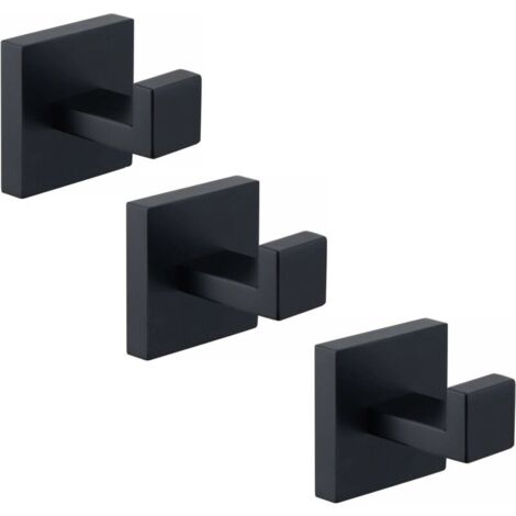 Ganchos para toallas de color negro mate, ganchos para albornoz de acero inoxidable 304, toallero, gancho de pared para baño moderno en estilo industrial (1/4)