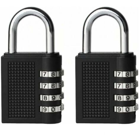 Candados para casilleros escolares, cajas de herramientas, código reiniciable de 4 dígitos, para gabinetes de exterior (negros) (1/4)