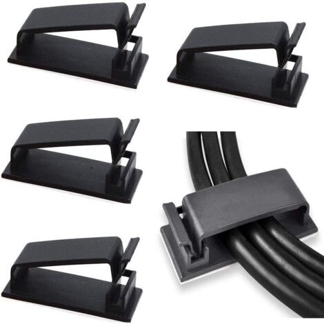Gestión de cables, paquete de 50 clips autoadhesivos para cables eléctricos, organizador, sistema de gestión de cables Ethernet para TV, PC, portátil y oficina. (1/4)
