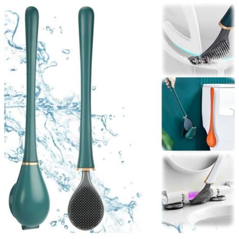 Escobillero de silicona para inodoro, escobillero de pared, escobillero flexible de silicona, escobillero de baño con soporte de secado rápido para montaje en pared sin taladrar