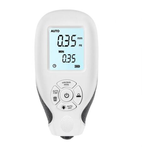 Medidor de espesor de revestimiento (blanco), medidor de profundidad de pintura para automóviles con pantalla LCD y calibración automática (1/4)