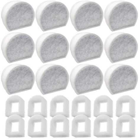 Confezione da 24 prefiltri in schiuma and filtro al carbone compatible with fontane PetSafe Drinkwell INOX 360 Avalon Pagoda Seascape e Sedona, filtro per fontanelle per gatti e cani (1/4)
