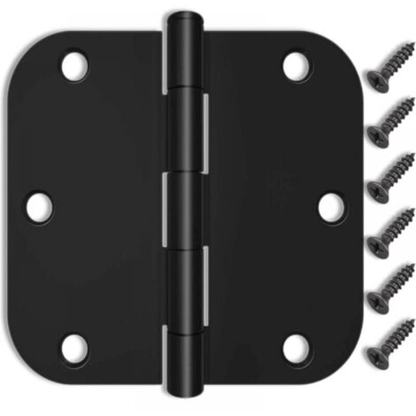 Paquete de 4 bisagras de 3,5 pulgadas para puertas, color negro mate, aptas para puertas estándar, puertas exteriores e interiores, acabado negro, (1/4)