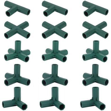 15 conectores para marcos de invernadero, juntas de esquina para marcos de jardín, varilla espiral de 16 mm, 5 tipos, soporte estable y duradero para invernaderos, (1/4)
