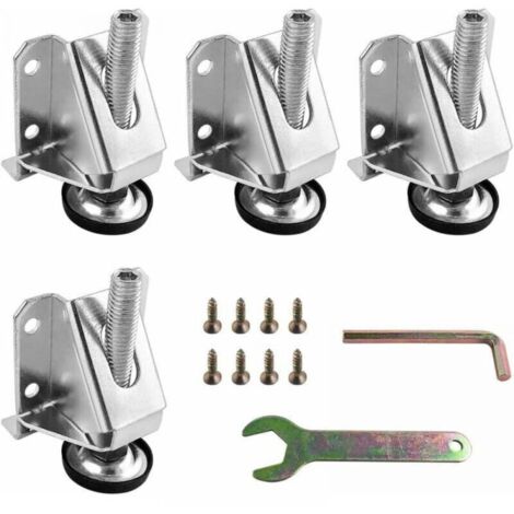 Paquete de 4 patas niveladoras M10 de acero resistente con tuercas de seguridad. Patas ajustables para muebles M10 para mesas, armarios, estantes y muebles.