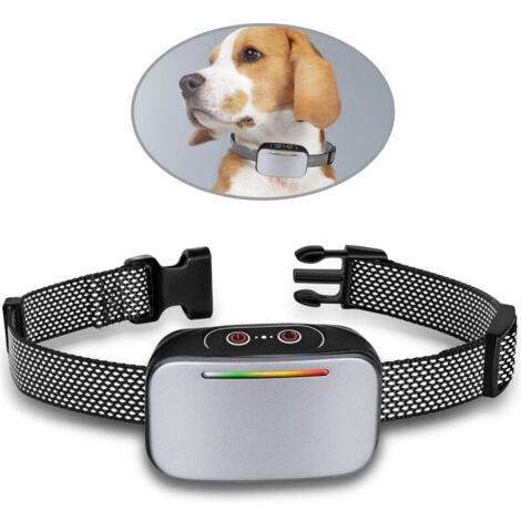 Collar antiladridos automático para perros, control inteligente de ladridos, resistente al agua IP67, indicador LED - Plateado