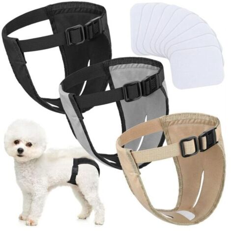 Paquete de 3 pañales XL para perros con 9 compresas, bragas menstruales para perras, bragas fisiológicas ajustables, lavables y termoaislantes,