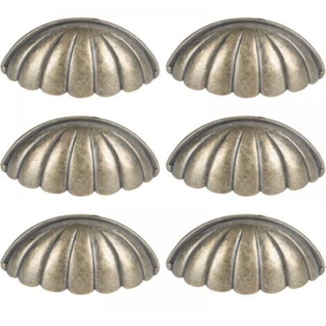 - 6 pomos de concha náutica para puertas, cajones, armarios y tiradores para armarios de cocina y guardarropas.