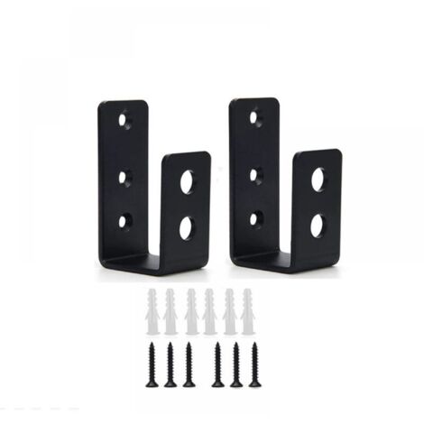 Paquete de 2 soportes de puerta de acero resistentes, soportes en forma de U para marcos de barras abiertas, barras de seguridad en forma de U
