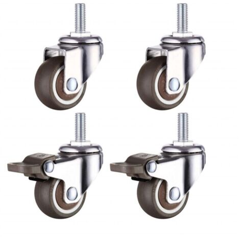 Ruedas giratorias para muebles con freno, diámetro 38 mm, ruedas pequeñas, M8 x 20 mm, capacidad de carga 80 kg,