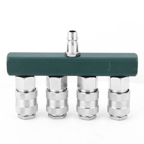 Acoplamiento rápido de 4 vías, rosca NPT de 1/4 de pulgada, acoplamientos de mangueras neumáticas de alta calidad para una amplia gama de sistemas y dispositivos (1/4)