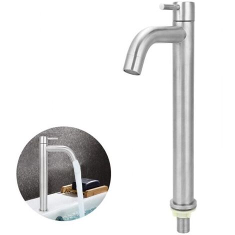 Grifo de acero inoxidable único, grifo de lavabo de agua fría, grifo de lavabo (1/4)