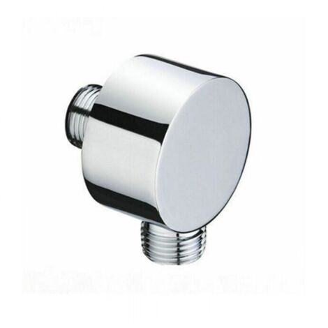 Grifo redondo - Codo de pared cromado - Latón - 1/2 pulgada - Grifo arenado - Cabezal de ducha de pared (1/4)