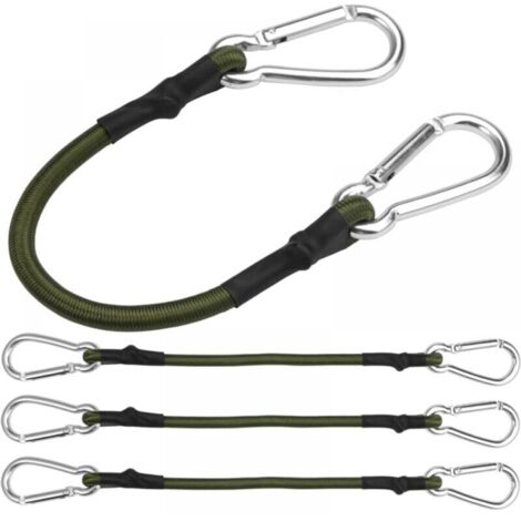Pack de 4 correas tensoras con mosquetón, cuerda tensora de 60 cm con mosquetón, correa tensora para equipaje, correas elásticas robustas con ganchos para camping, lonas, tiendas de campaña, equipaje,