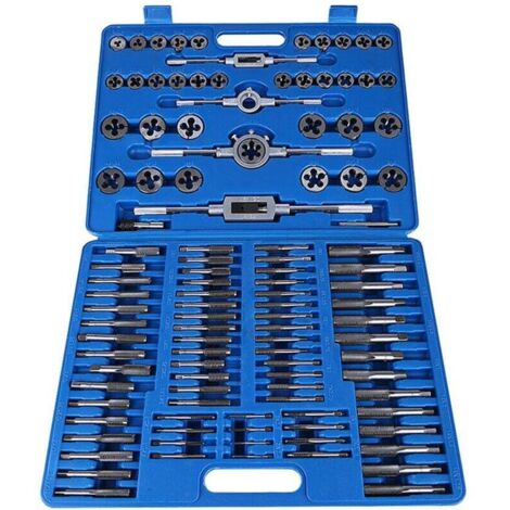 Juego de 110 herramientas manuales de alta resistencia, juego de machos y terrajas para tuercas y tornillos M2-M18 con mango de llave