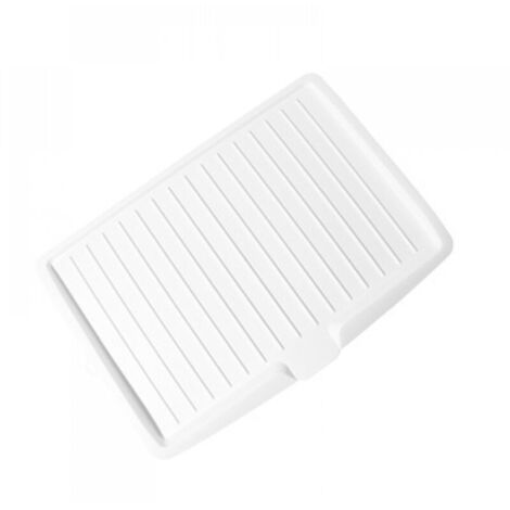 Escurreplatos de plástico blanco, alfombrilla para escurrir platos, escurridor lateral para el fregadero, bandeja de goteo inclinable de