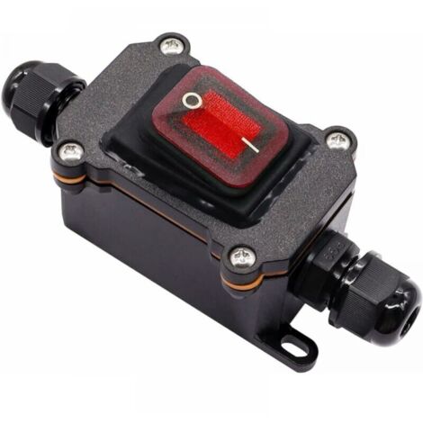 Interruptor basculante DPST de 4 pines, impermeable, IP67, 220 V CA, con LED rojo, entrada y salida de dos cables, H-K062-KCD4-201N-RW-220V-LS (1/4)