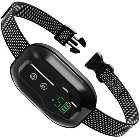 Collar antiladridos negro para perros, recargable, resistente al agua IP67, con detección inteligente de ladridos y modo vibración, descarga y sonido para perros grandes.