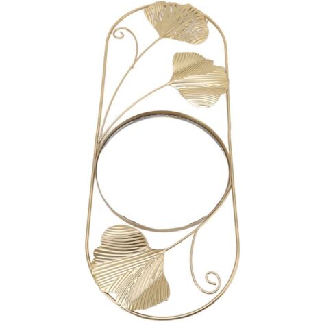 Espejo de pared de metal resistente a la luz con motivo de hojas, espejo decorativo artístico moderno para dormitorio, sala de estar, oficina
