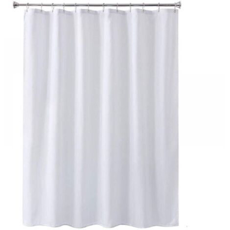 cortina de ducha blanca de 100 x 200 cm, impermeable y resistente al moho, con ojales y ganchos inoxidables (1/4)