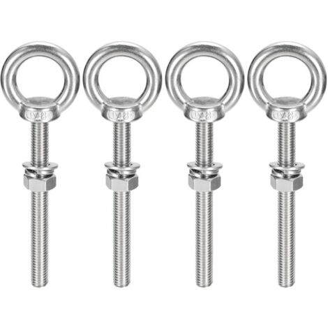 , 4 piezas M8 x 100 mm cáncamos de acero inoxidable, rosca métrica, cáncamo M8 para fijación y suspensión