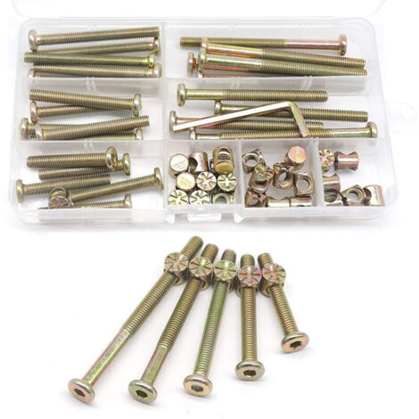 Juego de tornillos y tuercas para estructura de cama, piezas de cama infantil, juego de tornillos para literas de 25 piezas M6-1x40mm/ 50mm/ 60mm/ 70mm/ 80mm/ 80mm/ juego de muebles