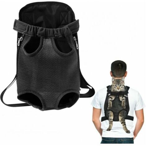 Mochila frontal negra para perros pequeños y medianos, mochila frontal para perros, bolsa de viaje para mascotas, mochila portátil para pasear perros (L)