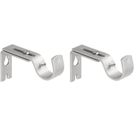 Soporte de barra de cortina de 2 piezas, ajustable, de metal, para hogar y dormitorio (plateado) (1/4)